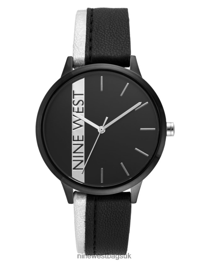 Nine West Contrast Strap Watch RFX40B2887 - Nine West Sandals UK Silver-Tone And Black