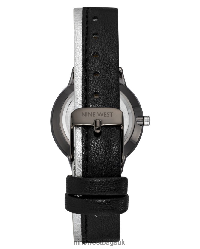 Nine West Contrast Strap Watch RFX40B2887 - Nine West Sandals UK Silver-Tone And Black