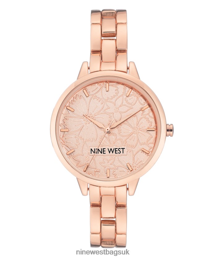 Nine West Floral Dial Bracelet Watch RFX40B2883 - Nine West Sandals UK Rose Gold-Tone
