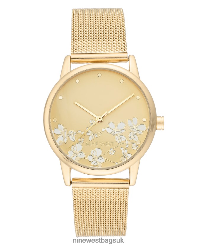 Nine West Floral Dial Mesh Bracelet Watch RFX40B2894 - Nine West UK Gold-Tone