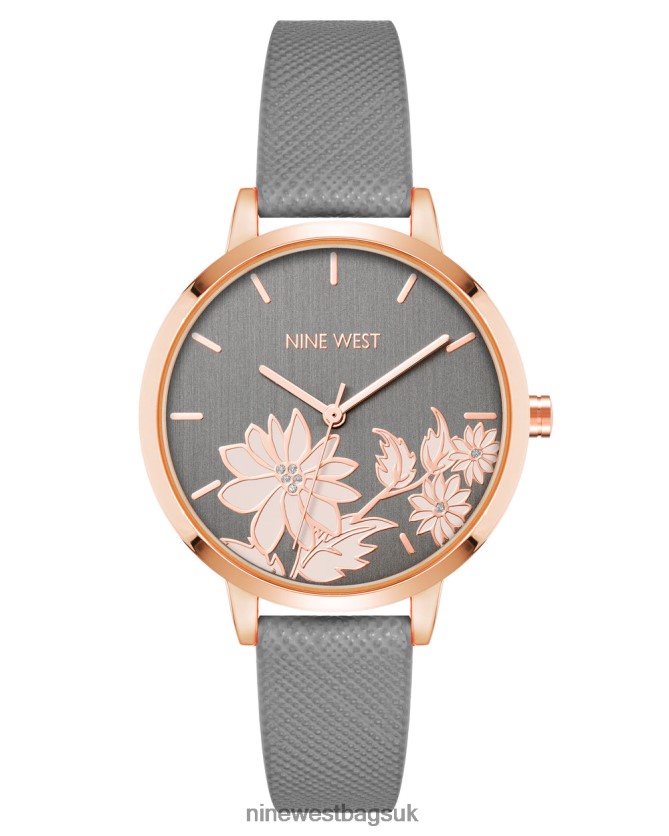 Nine West Floral Dial Saffiano Strap Watch RFX40B2884 - Nine West UK Sale Grey