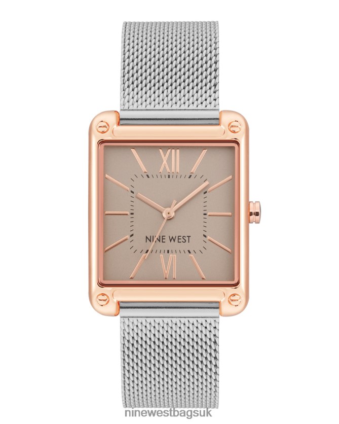 Nine West Rectangular Case Mesh Bracelet Watch RFX40B2862 - Nine West UK Silver-Tone
