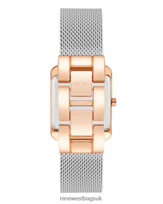Nine West Rectangular Case Mesh Bracelet Watch RFX40B2862 - Nine West UK Silver-Tone