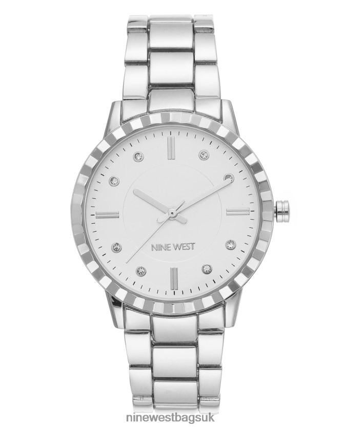 Nine West Textured Bezel Bracelet Watch RFX40B2863 - Nine West Sandals UK Silver-Tone