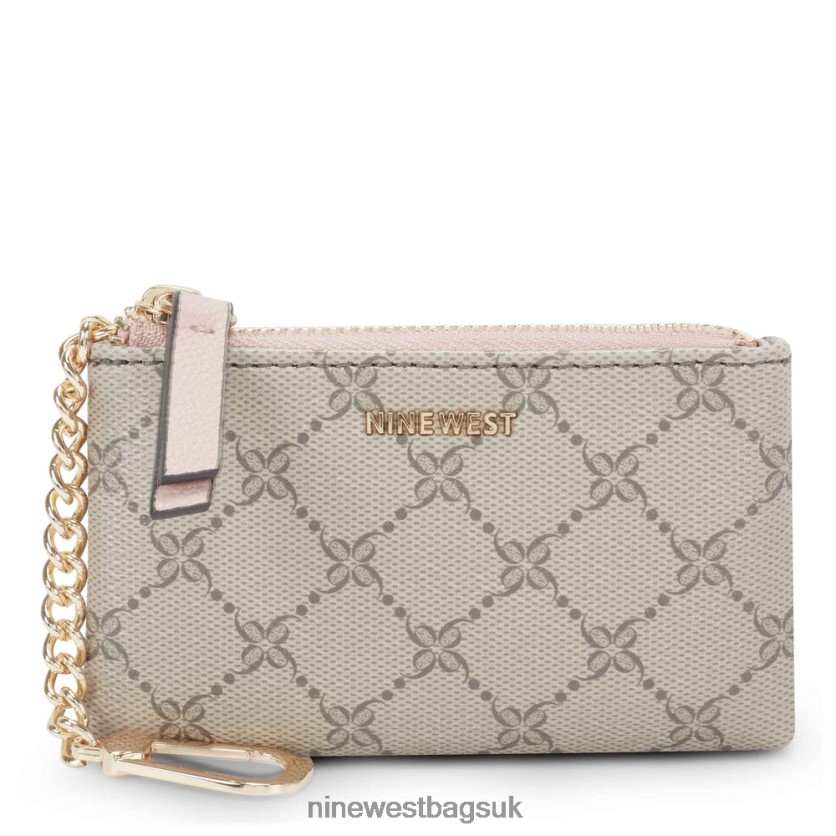 Nine West Lawson Key Ring Zip Pouch RFX40B2845 - Nine West Bags UK Beige Logo/Modern Pink