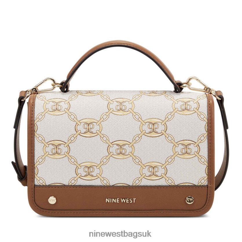 Nine West Emery Crossbody Flap RFX40B2566 - Nine West Sandals UK Gold Logo/Saddle Tan