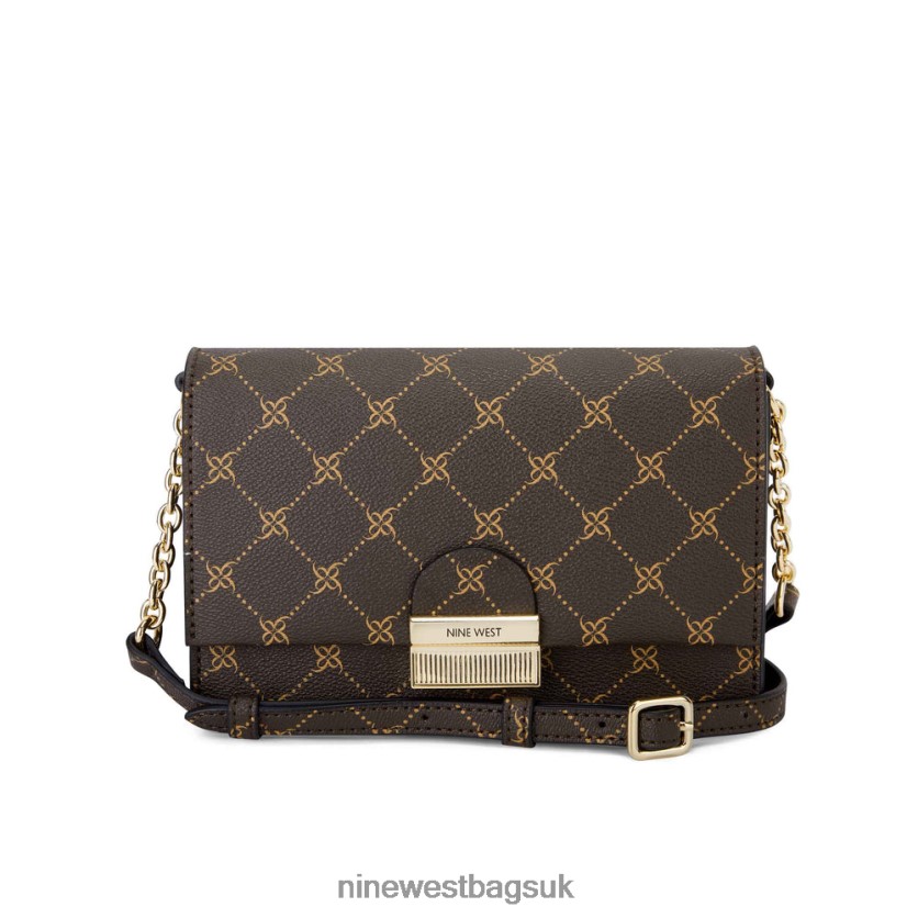 Nine West Kathy Mini Crossbody Flap RFX40B2612 - Nine West UK Sale Brown Logo Multi