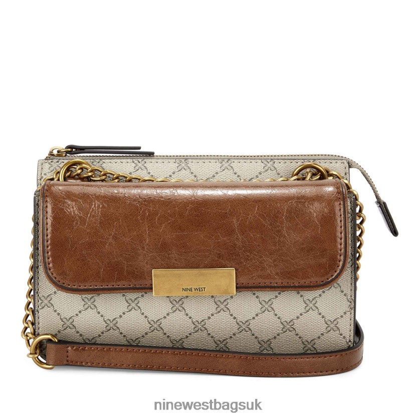 Nine West Susan Cnvrtble Xbdy Top Zip RFX40B2655 - Nine West Sandals UK Beige Logo/Tan