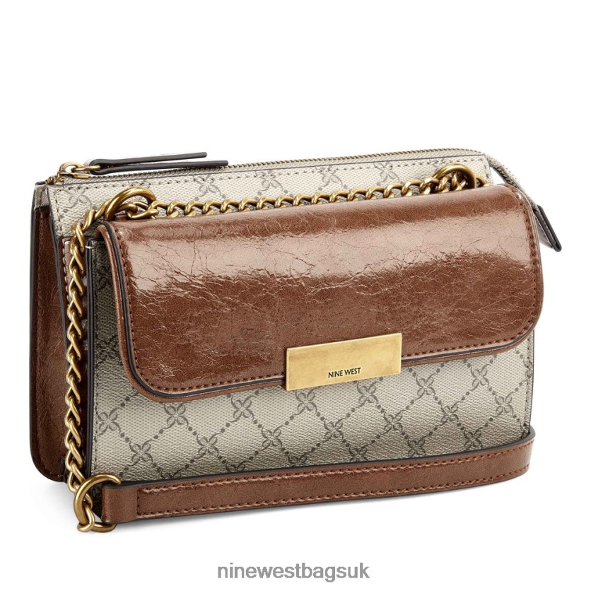 Nine West Susan Cnvrtble Xbdy Top Zip RFX40B2655 - Nine West Sandals UK Beige Logo/Tan