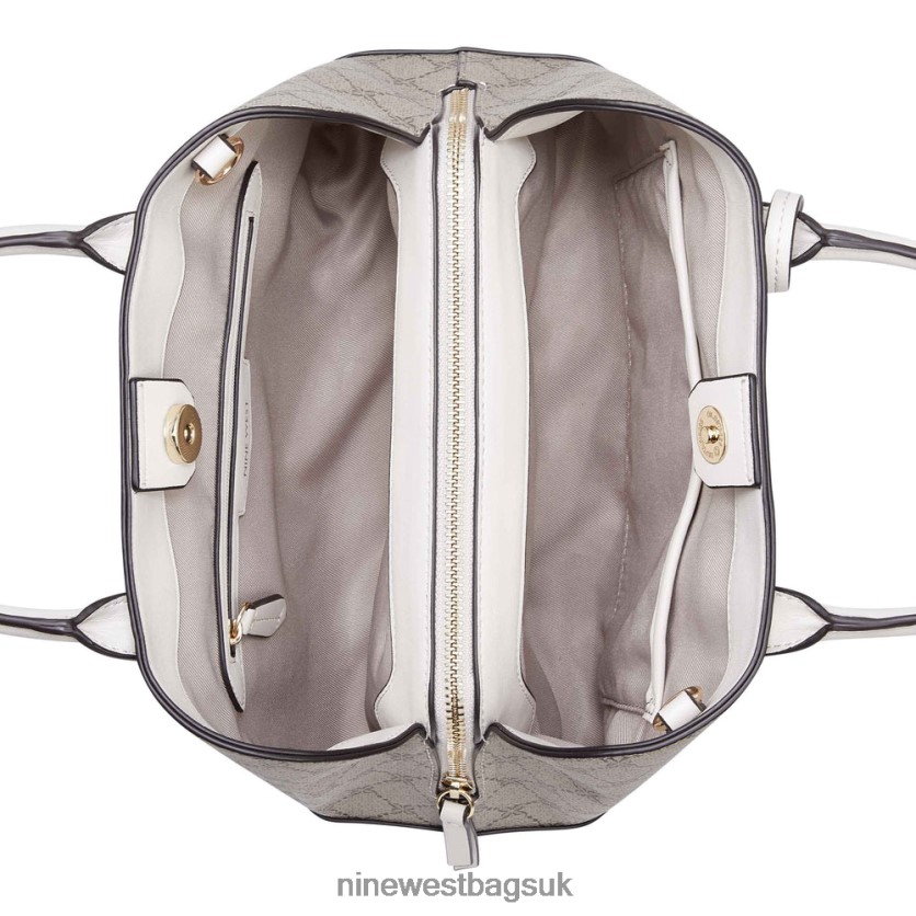 Nine West Brooklyn Jet Set Satchel RFX40B2816 - Nine West UK Sale Beige Logo/Milk