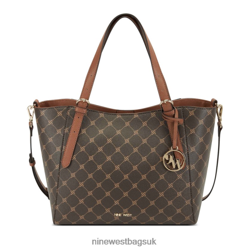 Nine West Kylee Medium Trap Tote RFX40B2698 - Nine West UK Brown Logo/Tan