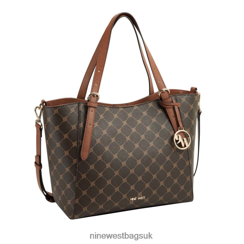 Nine West Kylee Medium Trap Tote RFX40B2698 - Nine West UK Brown Logo/Tan