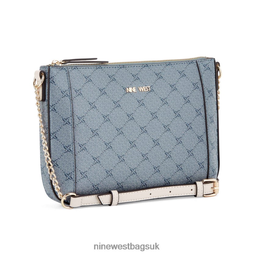Nine West Basil Top Zip Crossbody RFX40B2430 - Nine West Sandals UK Chambray Logo/Milk