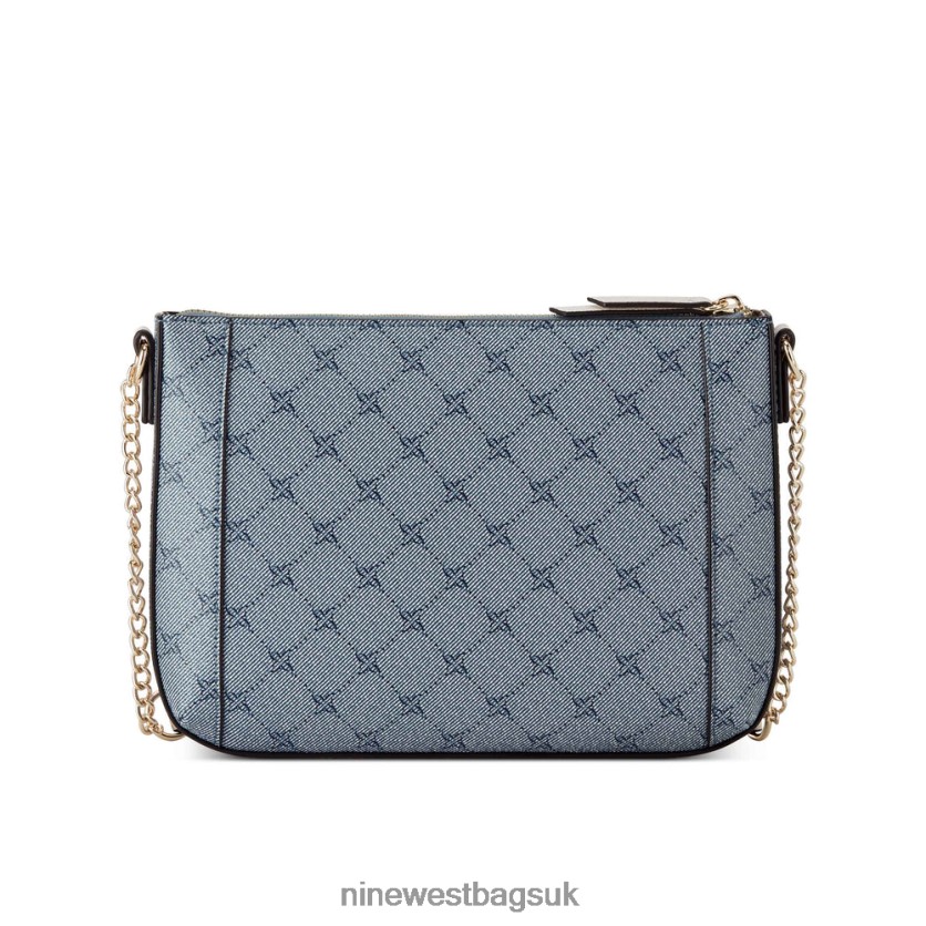 Nine West Basil Top Zip Crossbody RFX40B2430 - Nine West Sandals UK Chambray Logo/Milk