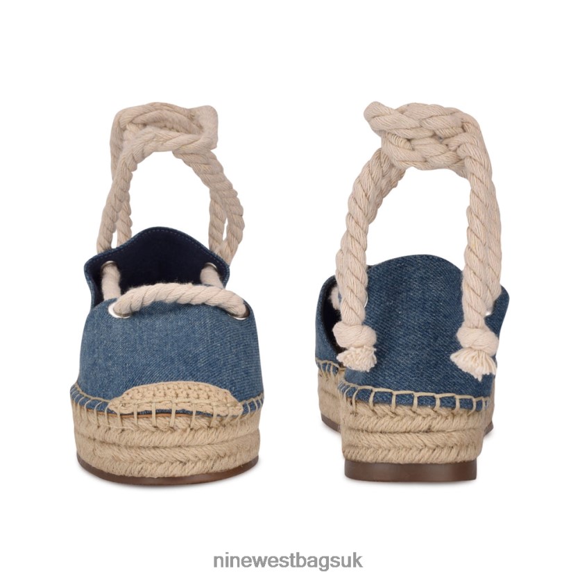 Nine West Meaks Ankle Wrap Espadrille Flats RFX40B875 - Nine West UK Sale Blue Denim Fabric