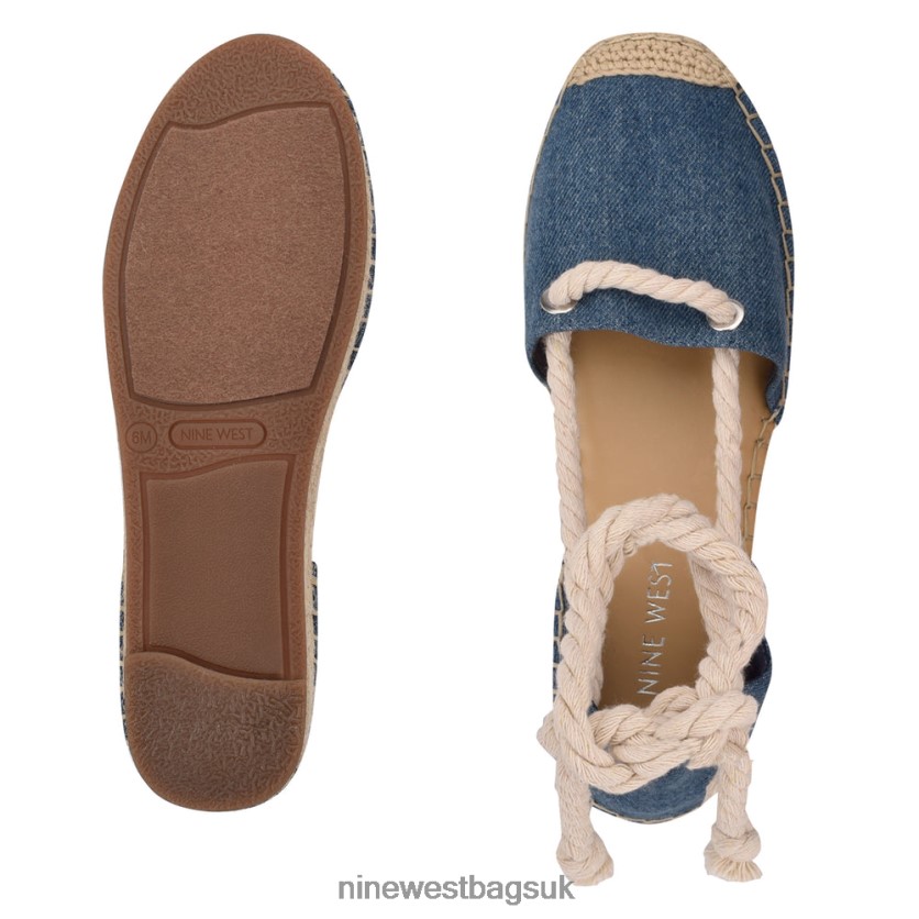 Nine West Meaks Ankle Wrap Espadrille Flats RFX40B875 - Nine West UK Sale Blue Denim Fabric