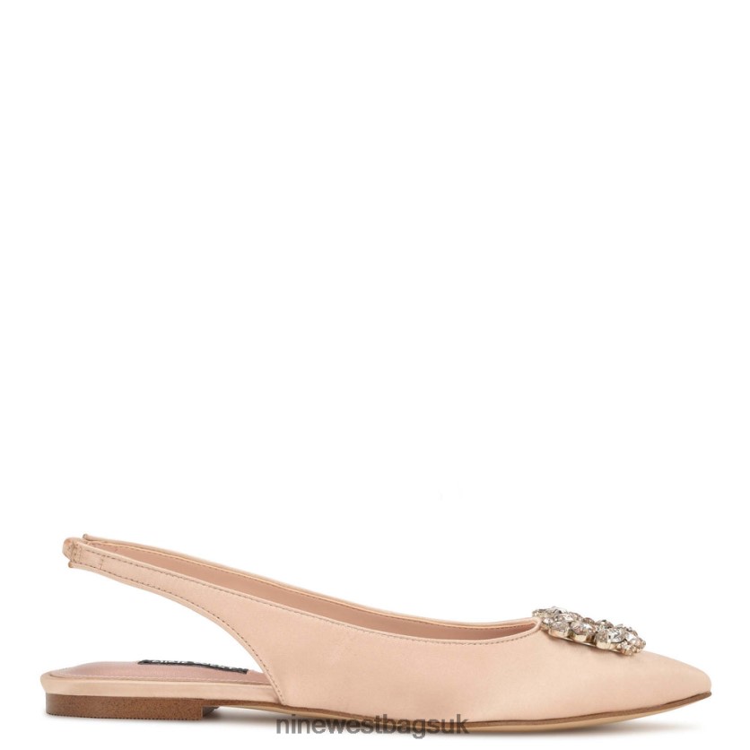 Nine West Blingy Slingback Flats RFX40B1784 - Nine West Bags UK Nude Satin Crystal