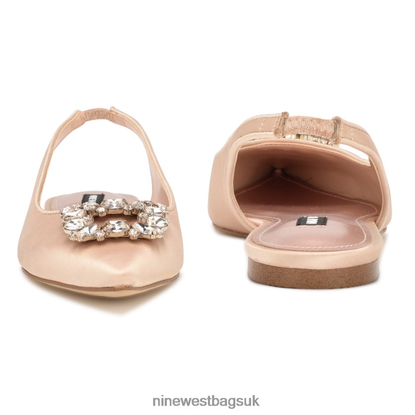 Nine West Blingy Slingback Flats RFX40B2307 - Nine West UK Sale Nude Satin Crystal