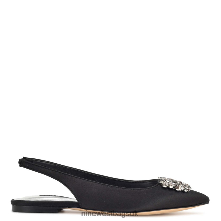Nine West Blingy Slingback Flats RFX40B2309 - Nine West UK Black Satin Crystal