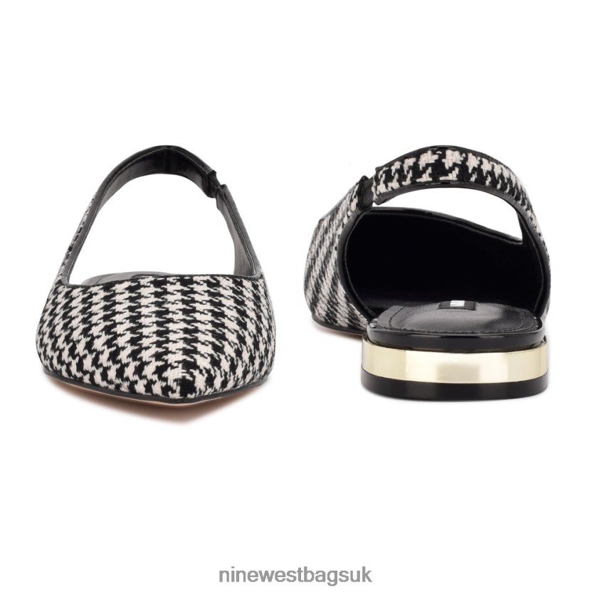Nine West Lucee Slingback Pointy Toe Flats RFX40B1097 - Nine West UK Black/White Houndstooth