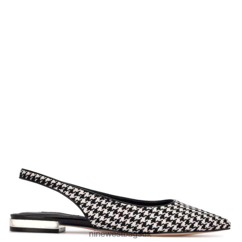 Nine West Lucee Slingback Pointy Toe Flats RFX40B2149 - Nine West UK Black/White Houndstooth
