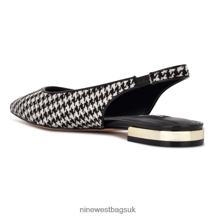 Nine West Lucee Slingback Pointy Toe Flats RFX40B2149 - Nine West UK Black/White Houndstooth
