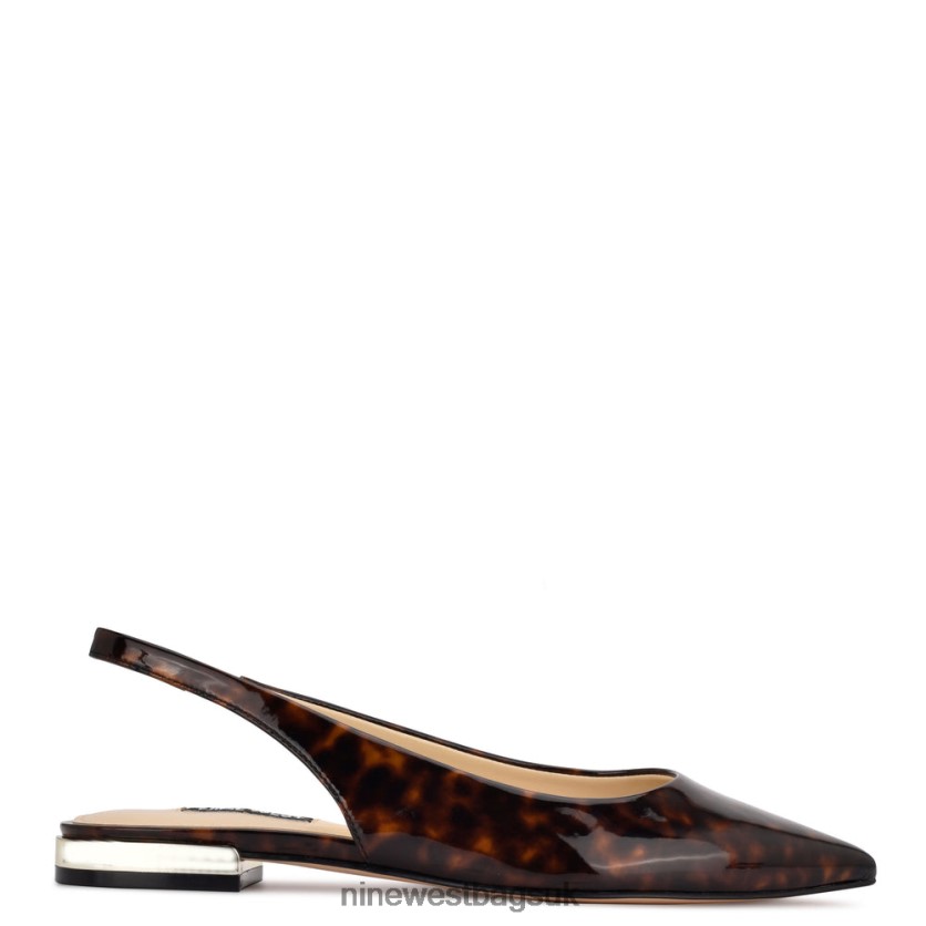 Nine West Lucee Slingback Pointy Toe Flats RFX40B2220 - Nine West Bags UK Brown Tortoise