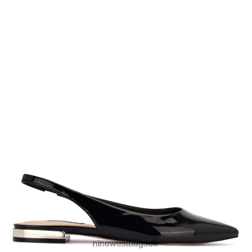 Nine West Lucee Slingback Pointy Toe Flats RFX40B2221 - Nine West UK Black Patent
