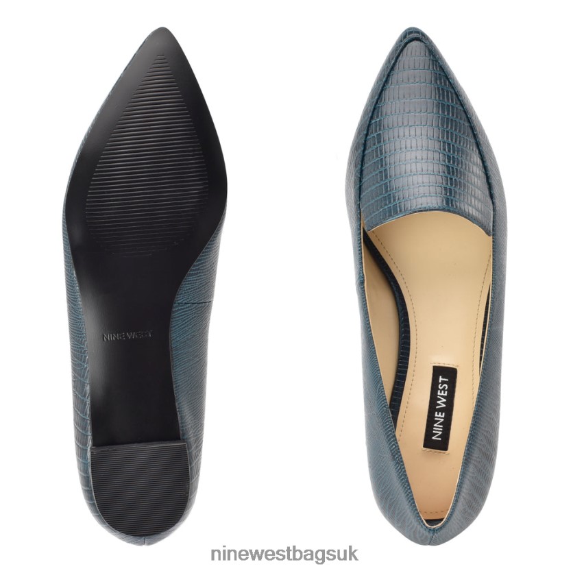 Nine West Abay Smoking Flats RFX40B2117 - Nine West UK Teal Lizard Print