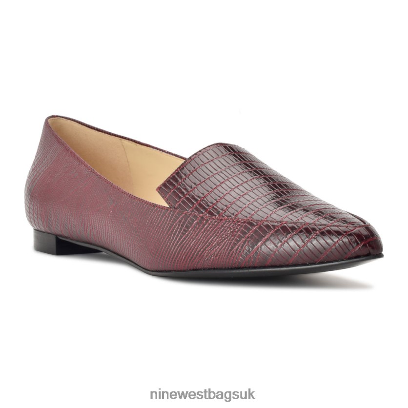Nine West Abay Smoking Flats RFX40B2118 - Nine West Sandals UK Dark Red Lizard Print