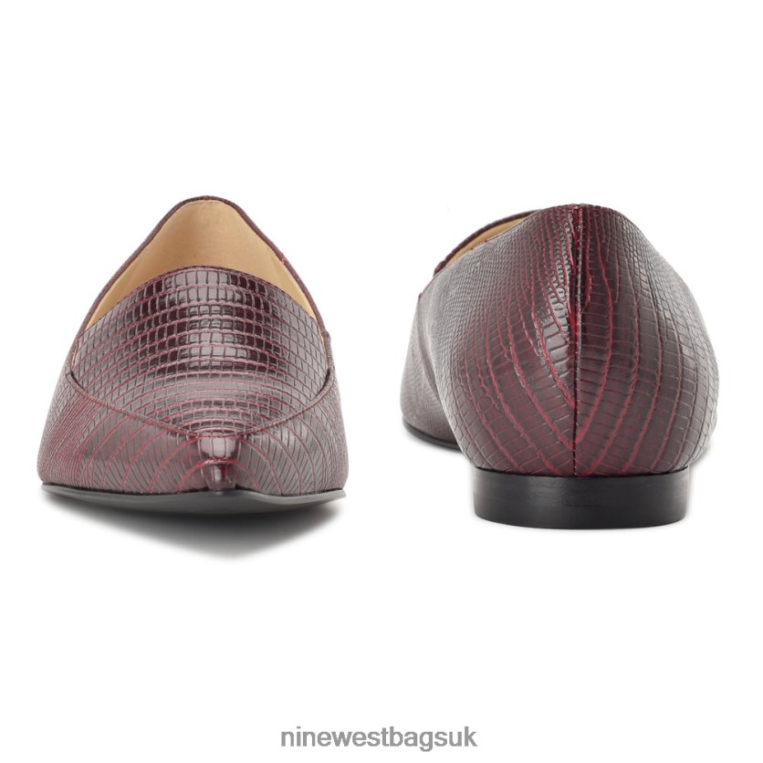 Nine West Abay Smoking Flats RFX40B2118 - Nine West Sandals UK Dark Red Lizard Print