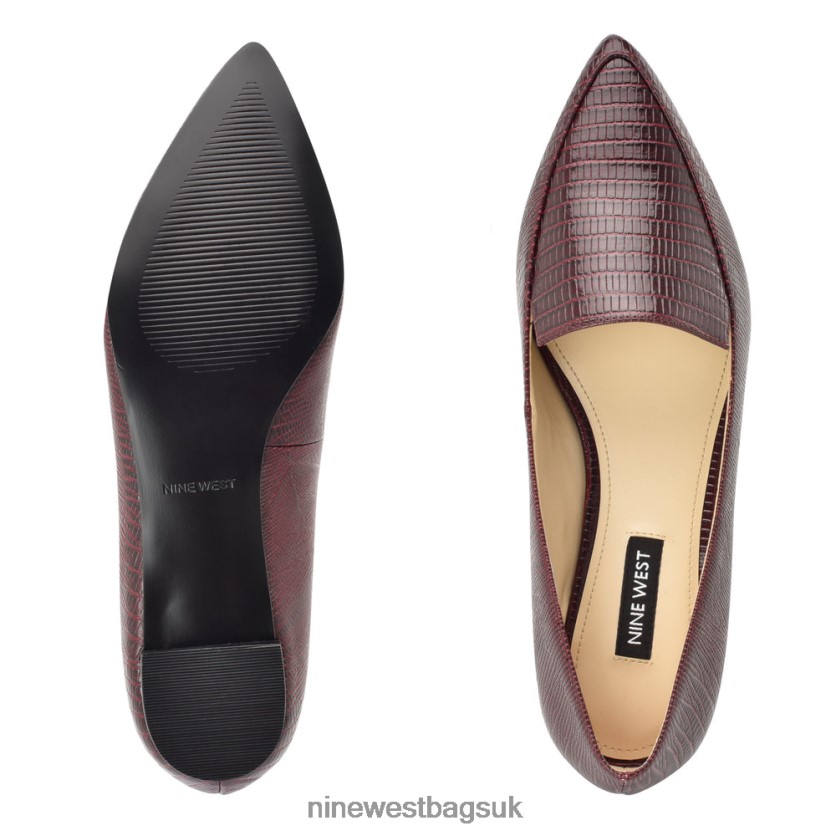 Nine West Abay Smoking Flats RFX40B2118 - Nine West Sandals UK Dark Red Lizard Print
