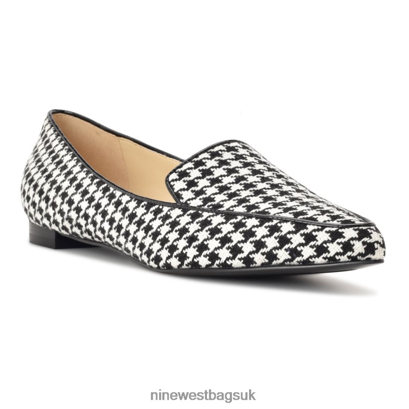 Nine West Abay Smoking Flats RFX40B2119 - Nine West UK Sale Black/White Houndstooth