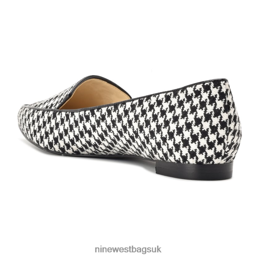 Nine West Abay Smoking Flats RFX40B2119 - Nine West UK Sale Black/White Houndstooth