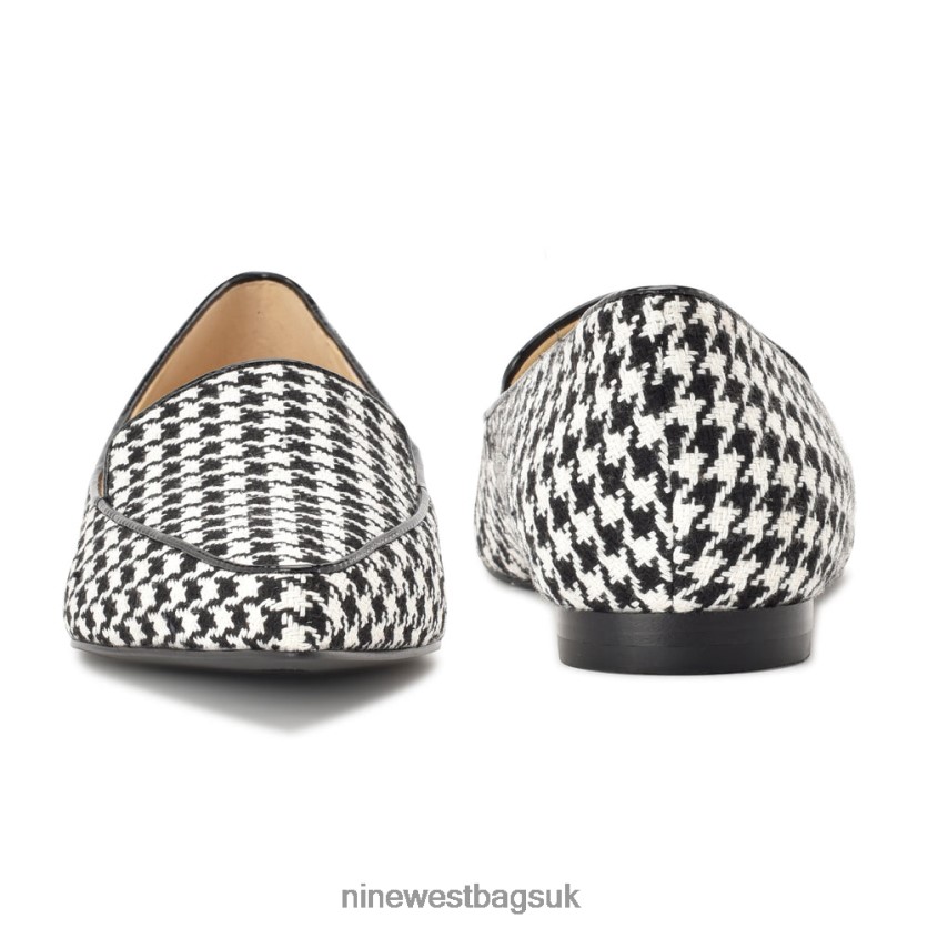 Nine West Abay Smoking Flats RFX40B2119 - Nine West UK Sale Black/White Houndstooth