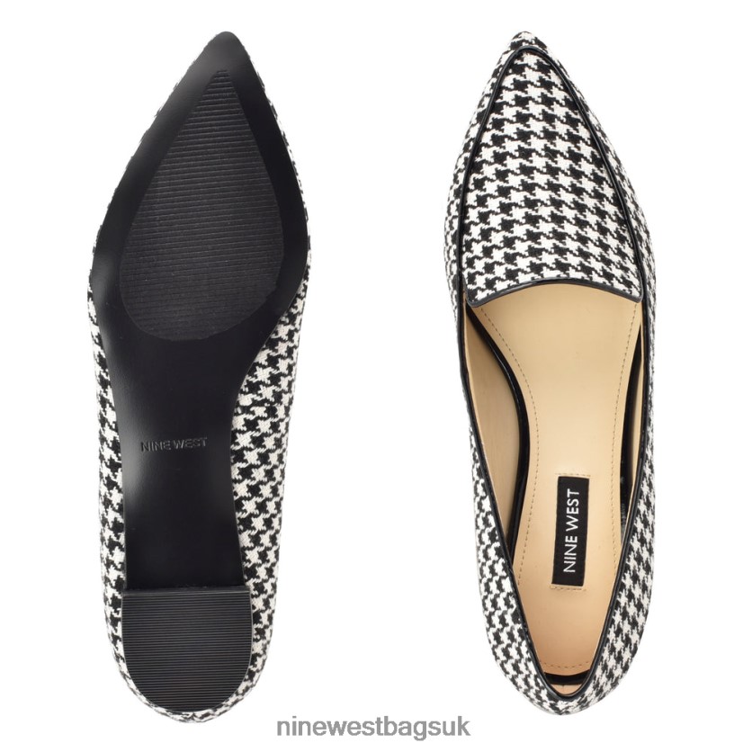Nine West Abay Smoking Flats RFX40B2119 - Nine West UK Sale Black/White Houndstooth