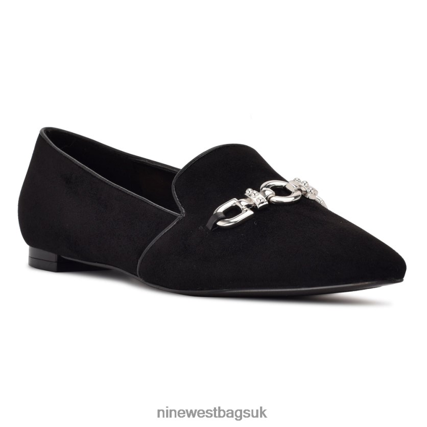 Nine West Area Pointy Toe Flats RFX40B2151 - Nine West UK Sale Black Suede
