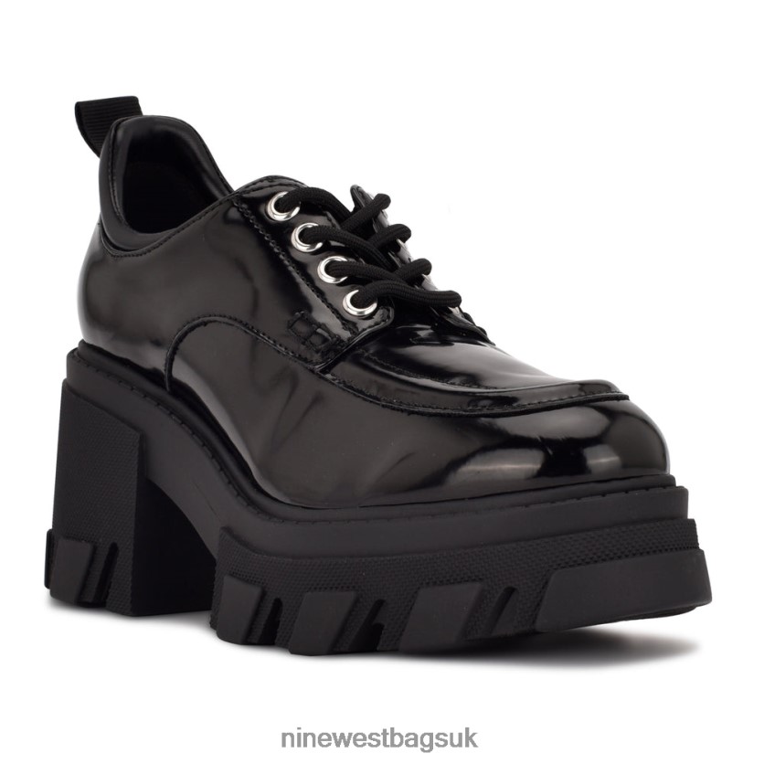 Nine West Daniel Heeled Lug Sole Oxford RFX40B2318 - Nine West Sandals UK Black Patent