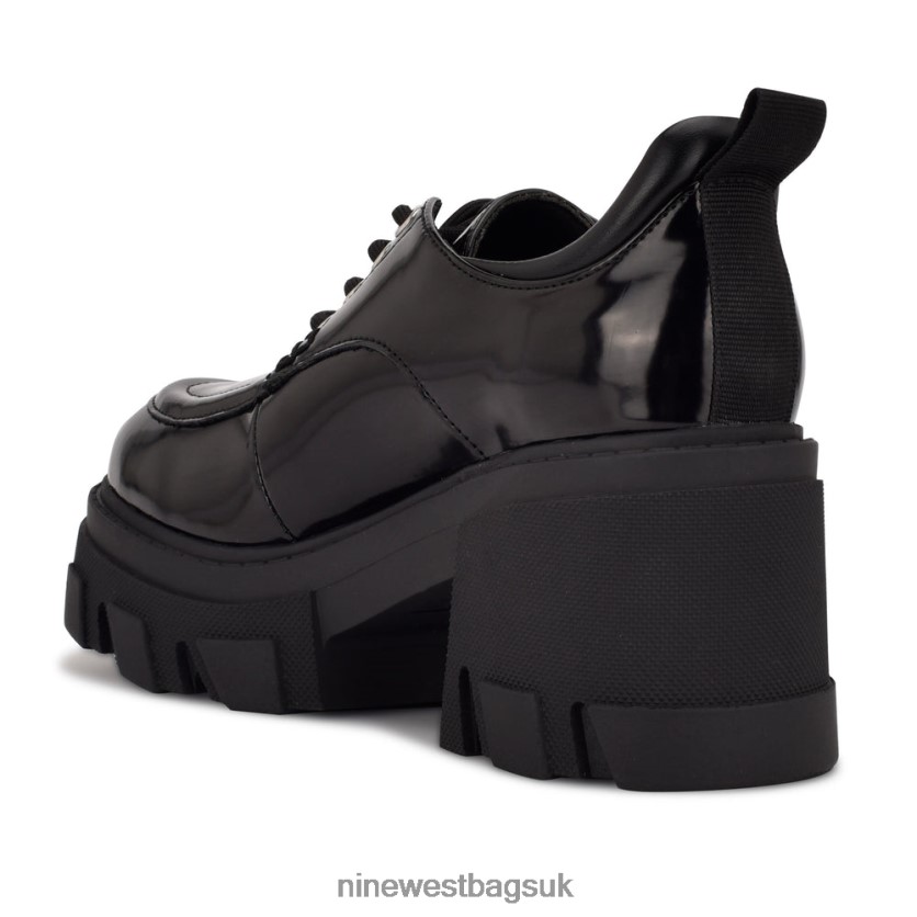 Nine West Daniel Heeled Lug Sole Oxford RFX40B2318 - Nine West Sandals UK Black Patent