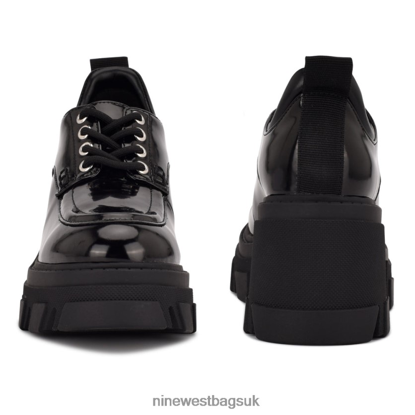 Nine West Daniel Heeled Lug Sole Oxford RFX40B2318 - Nine West Sandals UK Black Patent