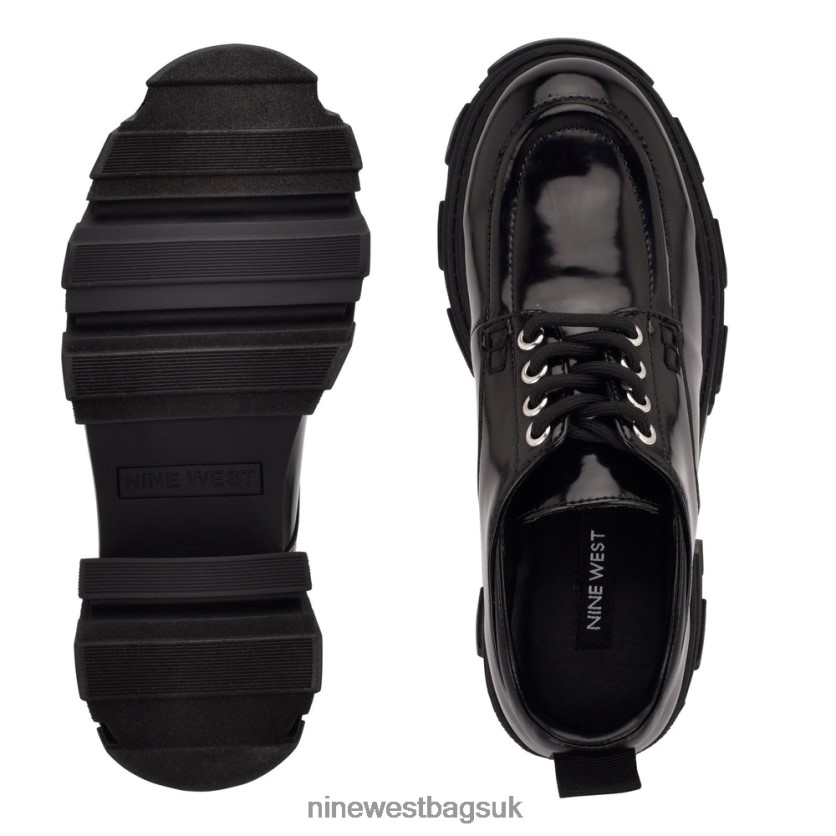 Nine West Daniel Heeled Lug Sole Oxford RFX40B2318 - Nine West Sandals UK Black Patent