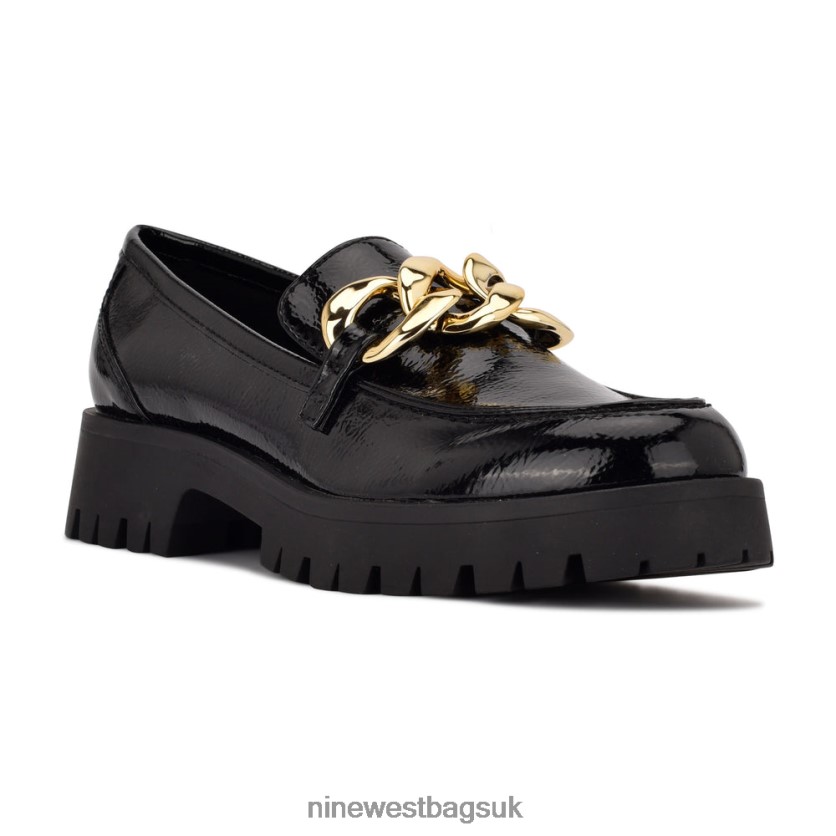 Nine West Gracy Lug Sole Loafers RFX40B2322 - Nine West Sandals UK Black Patent