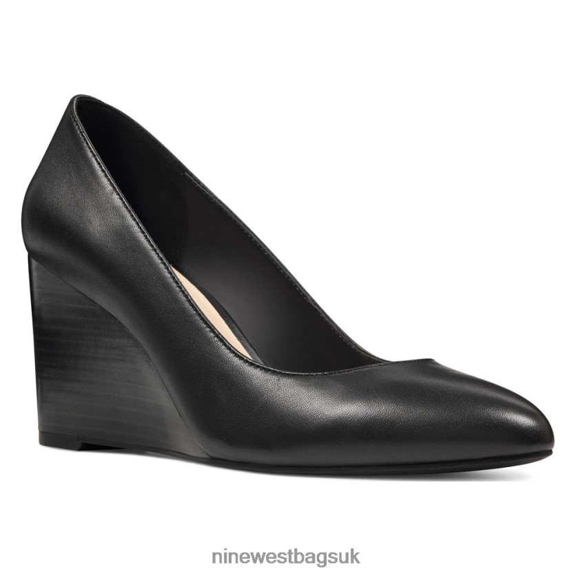 Nine West Jazzin Almond Toe Wedges RFX40B2368 - Nine West Bags UK Black Leather