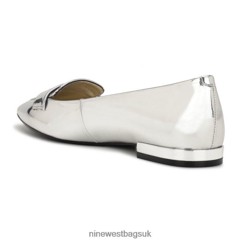 Nine West Lallin Pointy Toe Loafers RFX40B2099 - Nine West UK Sale Silver Mirror Metallic