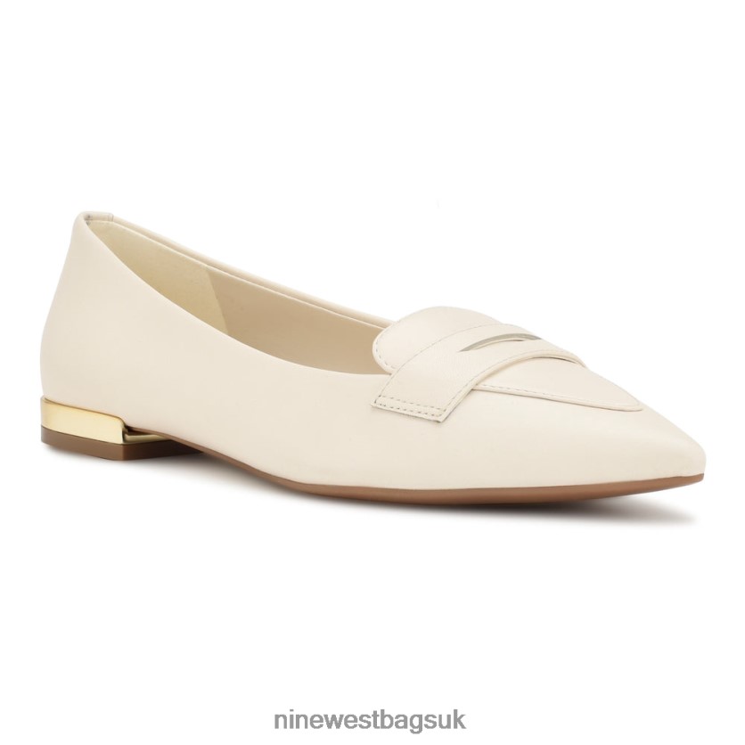 Nine West Lallin Pointy Toe Loafers RFX40B2100 - Nine West Bags UK Chic Cream Leather