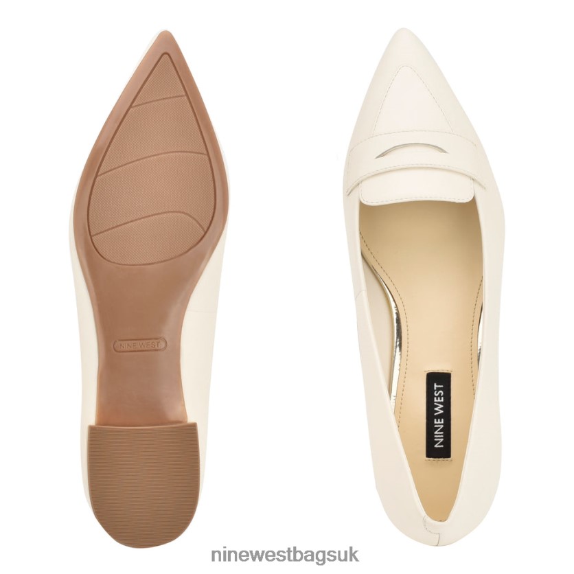 Nine West Lallin Pointy Toe Loafers RFX40B2100 - Nine West Bags UK Chic Cream Leather
