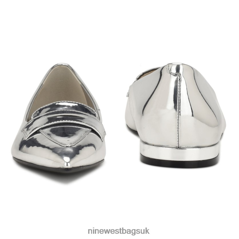 Nine West Lallin Pointy Toe Loafers RFX40B2294 - Nine West Sandals UK Silver Mirror Metallic