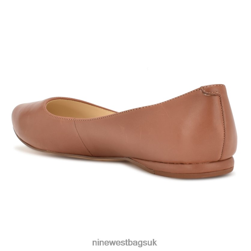 Nine West Speakup Almond Toe Flats RFX40B2093 - Nine West UK Pecan Brown Leather