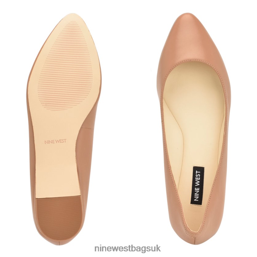 Nine West Speakup Almond Toe Flats RFX40B2275 - Nine West UK Sale Light Tan Leather