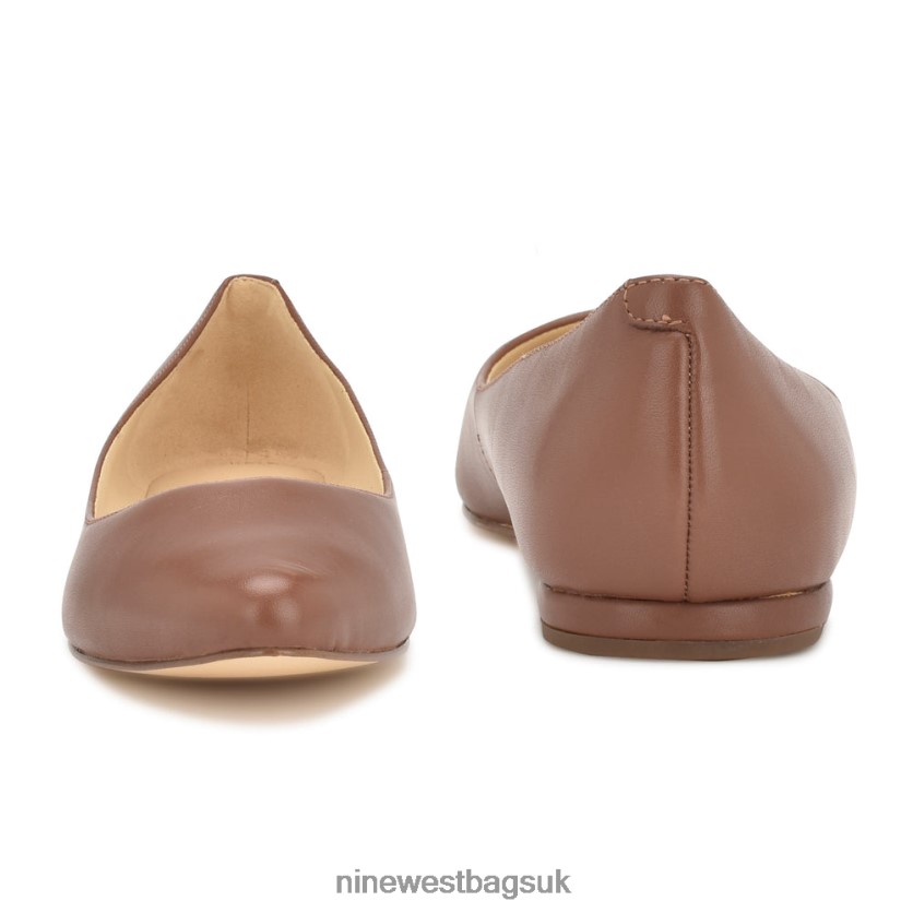 Nine West Speakup Almond Toe Flats RFX40B2276 - Nine West Bags UK Dark Tan Leather